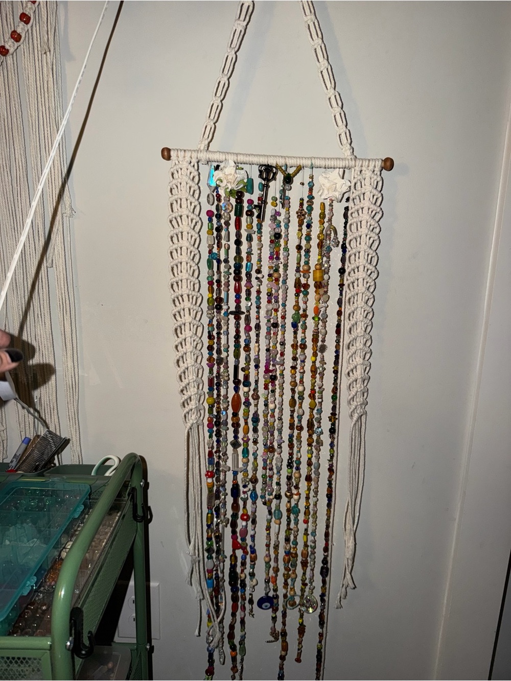 Boho Cream Macrame Beaded Wall Hanging